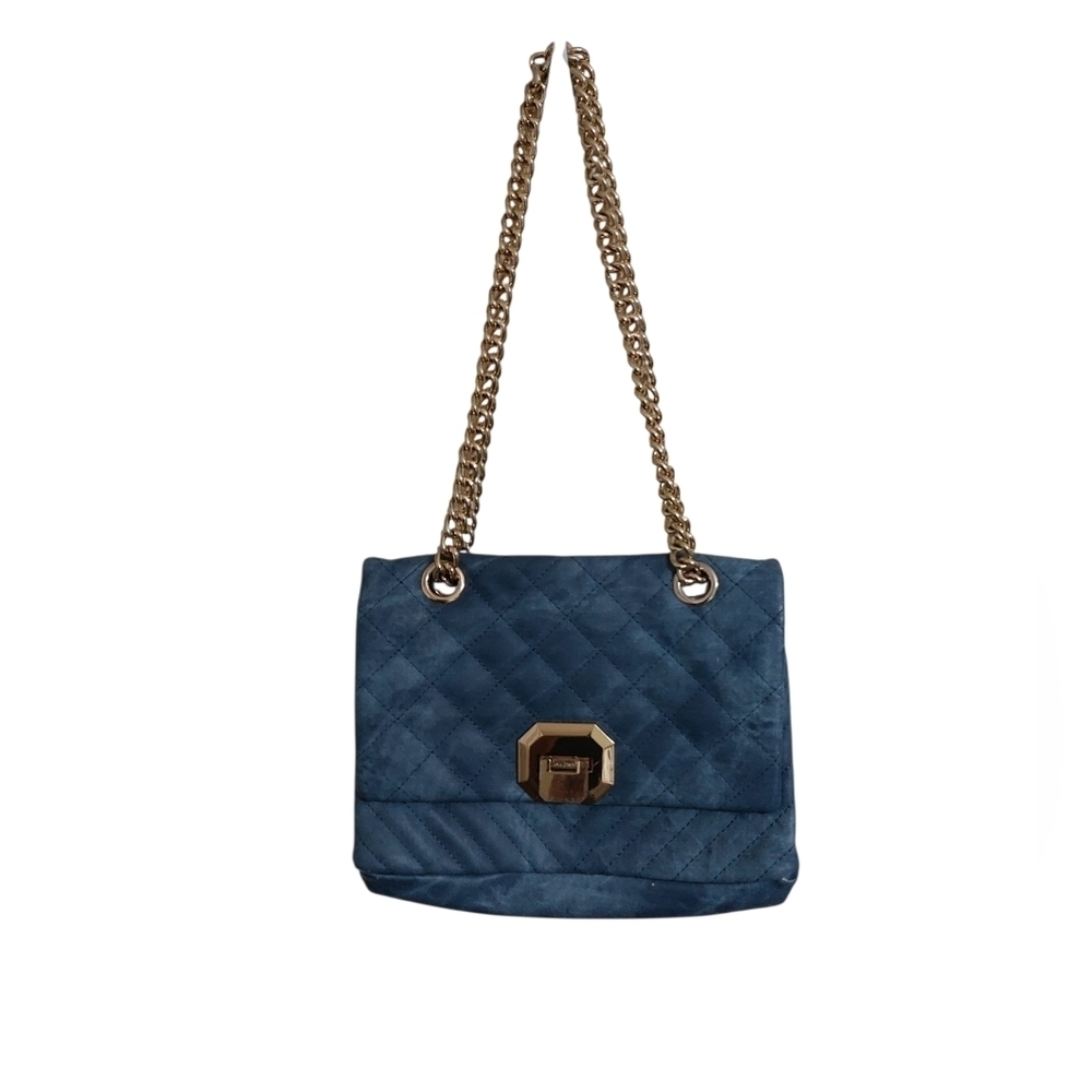 Aldo Blue Quilted Shoulder Bag with Gold Chain